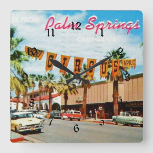 Palm Springs California _ Vintage Square Wall Clock