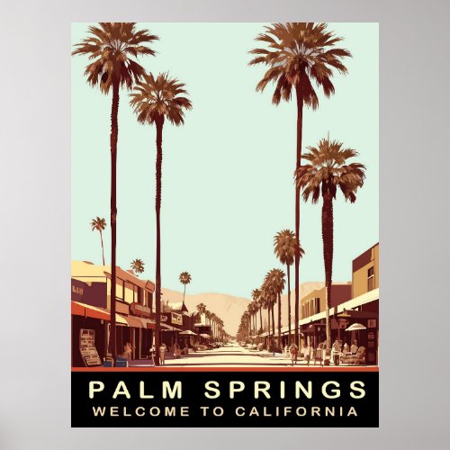 Palm Springs California Vintage Travel  Poster
