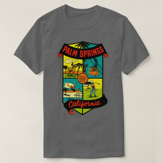 Palm Springs California Vintage Travel T-Shirt (Design Front)