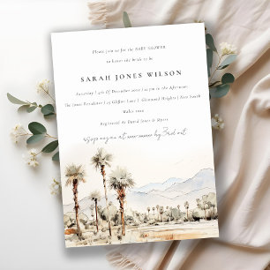 Palm Springs California Watercolor Baby Shower Invitation