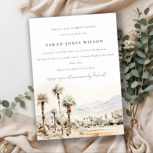 Palm Springs California Watercolor Bridal Shower Invitation