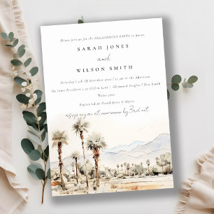 Palm Springs California Watercolor Engagement Invitation