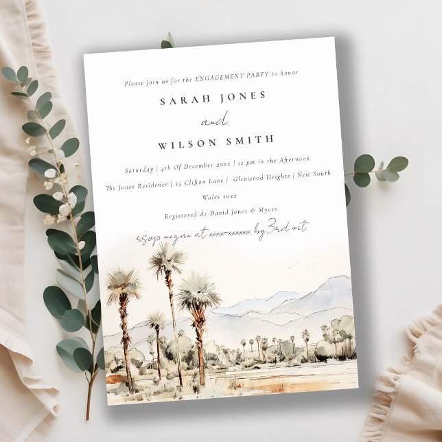 Palm Springs California Watercolor Engagement Invitation (Creator Uploaded)