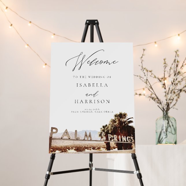 PALM SPRINGS California Watercolor Wedding Welcome Foam Board (In Situ (Stand))