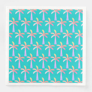 Palm Springs Caribbean Blue Tropical Palm Tree Paper Dinner Napkins