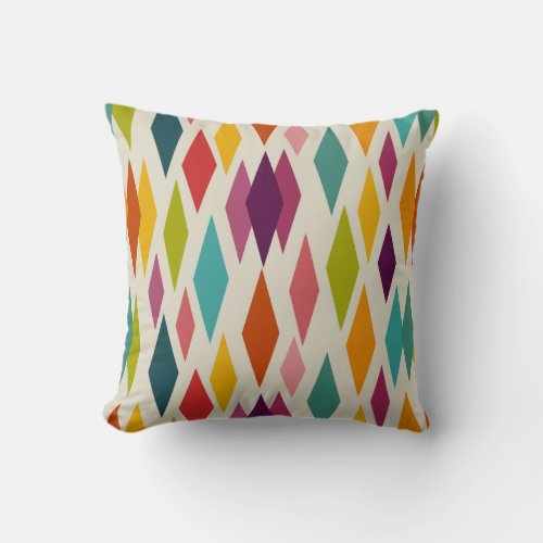 Palm Springs Diamonds Midcentury Modern Pattern Throw Pillow