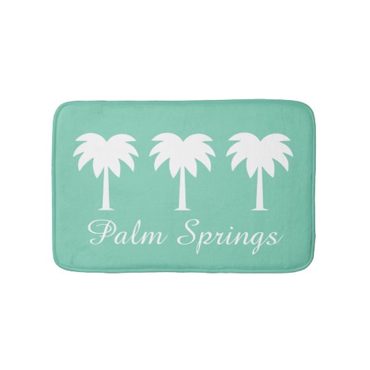 Palm Springs green palm tree non slip bath mat rug