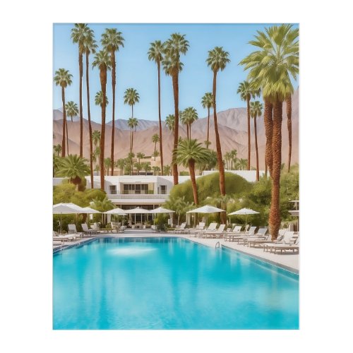 Palm Springs Hotel Pool Scene 1 Acrylic Print