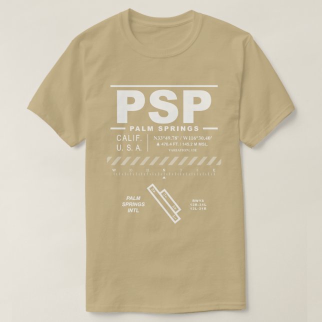 Palm Springs International Airport PSP Tee Shirt (Design Front)