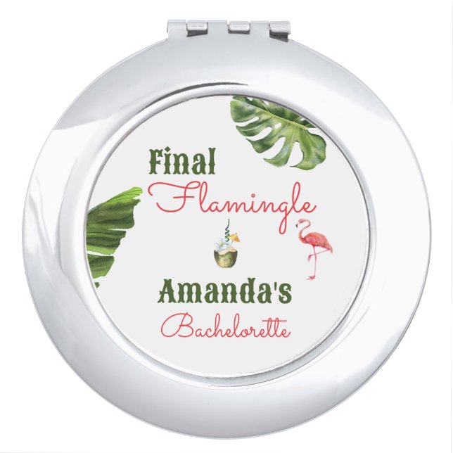 Palm Springs Last Flamingle Bachelorette Party Compact Mirror (Front)