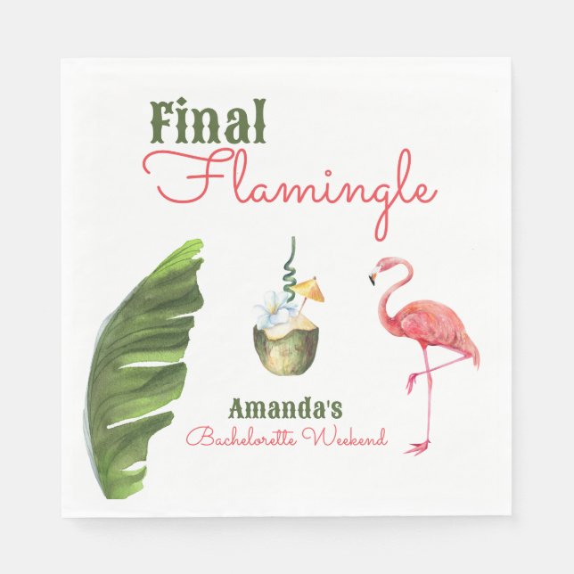 Palm Springs Last Flamingle Bachelorette Party Napkins (Front)