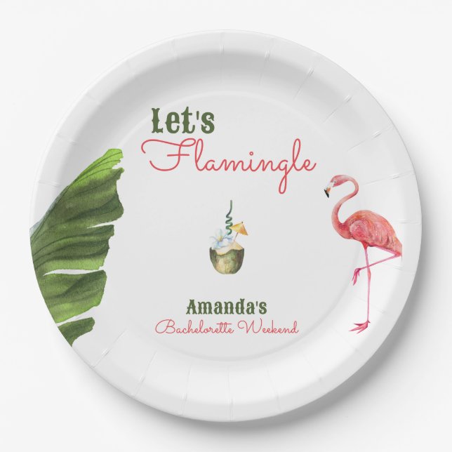 Palm Springs Last Flamingle Bachelorette Party Paper Plates (Front)