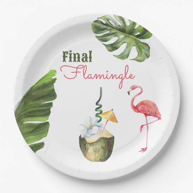 Palm Springs Last Flamingle Bachelorette Party Paper Plates (Front)