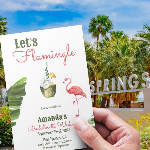 Palm Springs Last Flamingle Bachelorette Weekend Invitation