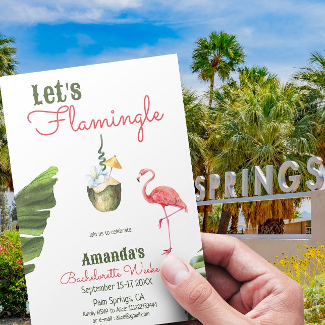 Palm Springs Last Flamingle Bachelorette Weekend Invitation (Creator Uploaded)