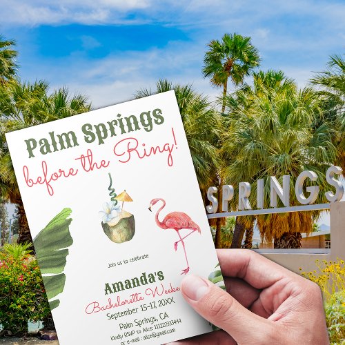 Palm Springs Last Flamingle Bachelorette Weekend Invitation