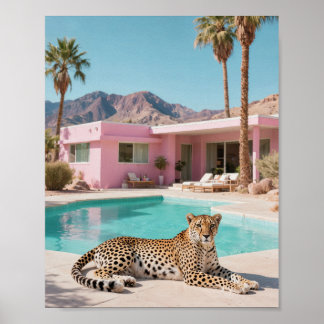 Palm Springs Leopard Retro Mid-Century Modern Poster