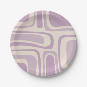 Palm Springs Mid Century Abstract Pattern Purple Paper Plates