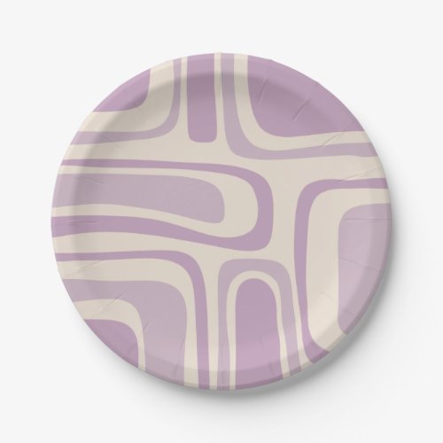 Palm Springs Mid Century Abstract Pattern Purple  Paper Plates
