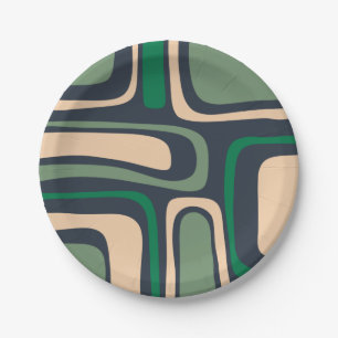 Palm Springs Mid Century Modern Abstract Pattern Paper Plates