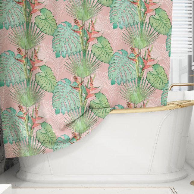 Palm Springs Mid Century Modern Tropical Foliage Shower Curtain (Creator Uploaded)