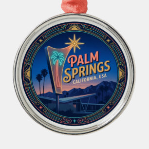 Palm Springs Mid-Century Neon Motel Sign Travel Metal Ornament