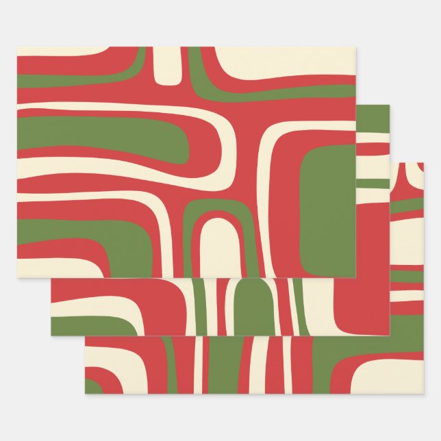 Palm Springs Midcentury Modern Retro Abstract Xmas Wrapping Paper Sheets (Set)
