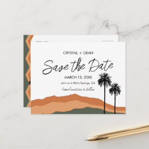 Palm Springs Modern Save the Date Postcard tan/olv