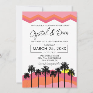 Palm Springs Modern Wedding Invitation pink/orange