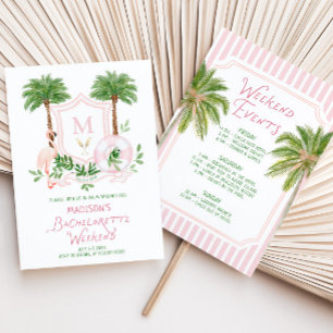 Palm Springs Monogram Crest Bachelorette  Invitation