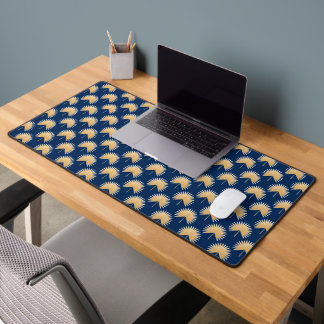 Palm Springs Navy and Gold Fan Palm Desk Mat