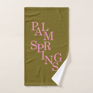 Palm Springs Olive And Pink Vintage Bath Towel Set