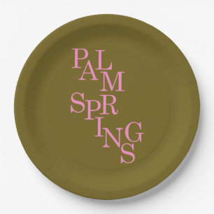 Palm Springs Olive And Pink Vintage Paper Plates