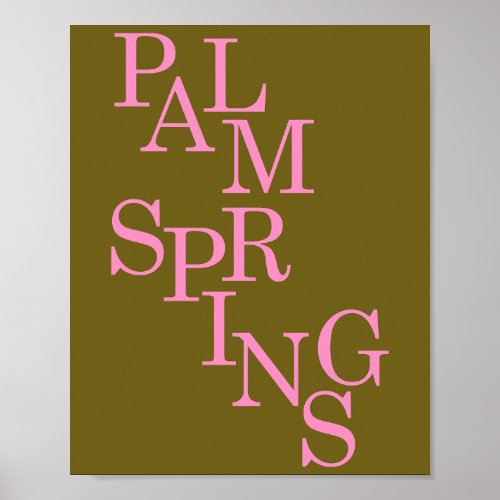 Palm Springs Olive And Pink Vintage Poster