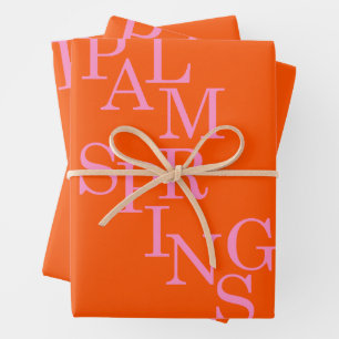 Palm Springs Orange And Pink Wrapping Paper Sheets