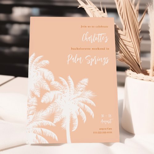 Palm Springs Peach Bachelorette Weekend Invitation