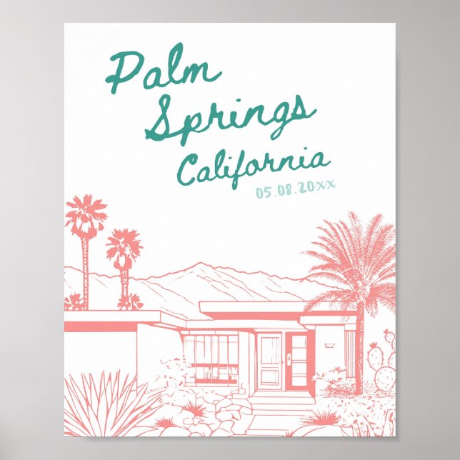Palm Springs Personalized Wedding Date Poster (Front)