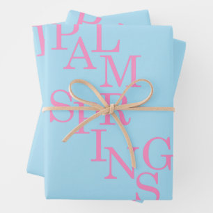 Palm Springs Pink And Blue Wrapping Paper Sheets