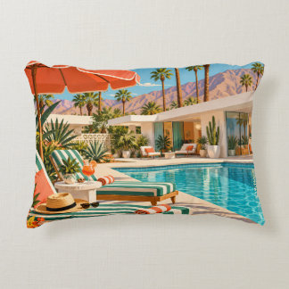 Palm Springs Poolside Retro Mid Century Modern Art Accent Pillow