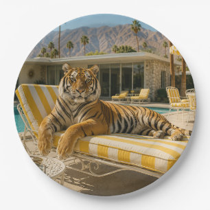 Palm Springs Poolside Tiger Paper Plates