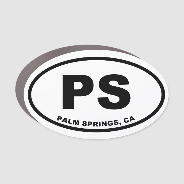 Palm Springs PS Oval Car Magnet (Front)