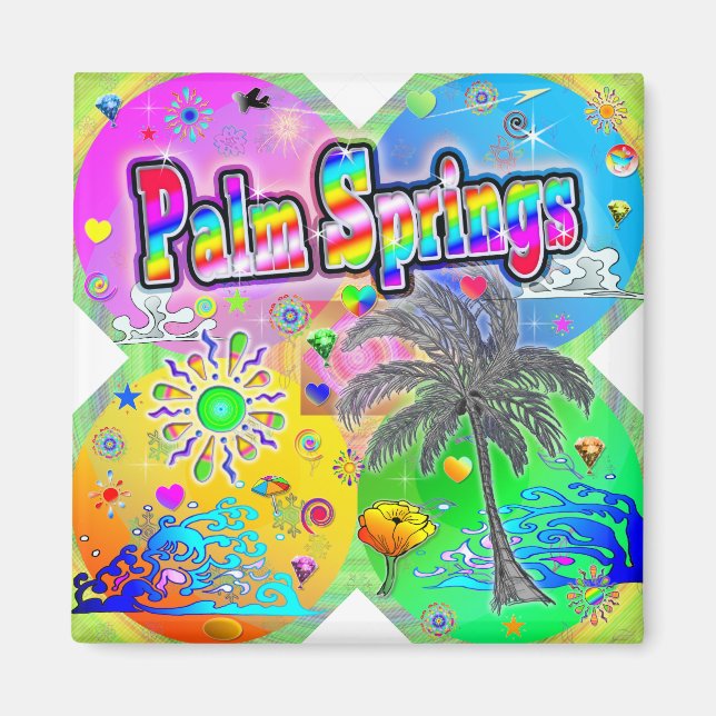 Palm Springs Quadro Seasons Magnet (Front)