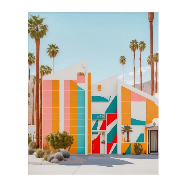 Palm Springs Retro Hotel 3 Acrylic Print (Front)