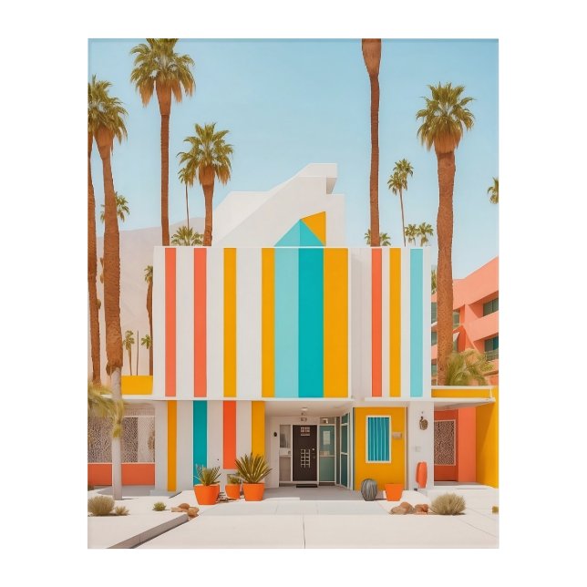 Palm Springs Retro Hotel 4 Acrylic Print (Front)