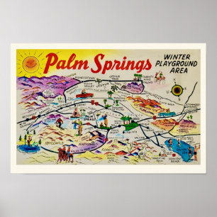 Palm Springs Retro Map Print