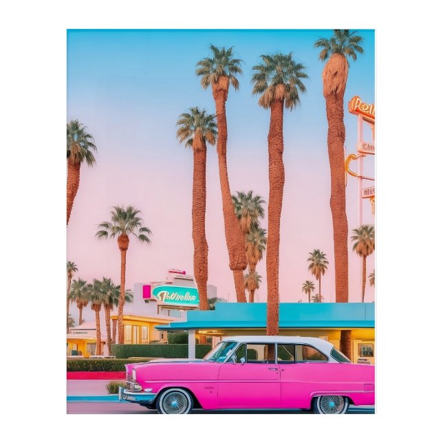 Palm Springs Retro Neon 1 Acrylic Print (Front)