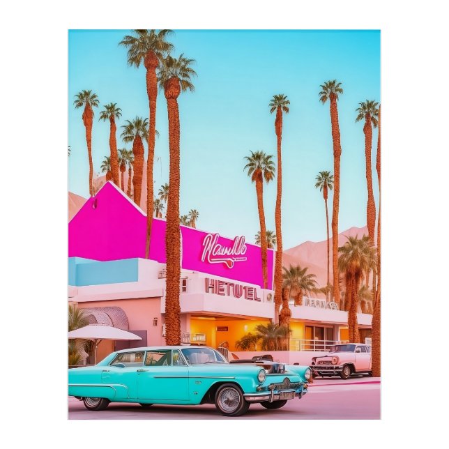 Palm Springs Retro Neon 3 Acrylic Print (Front)