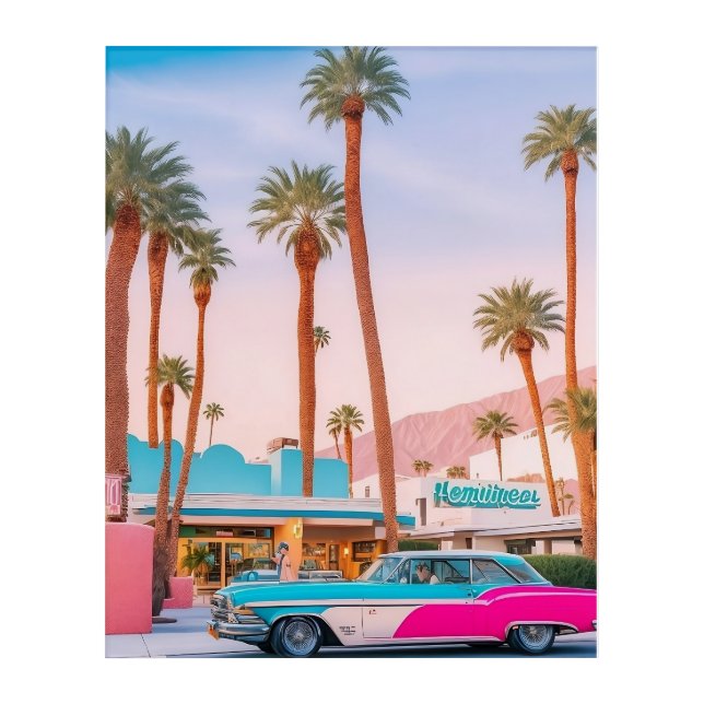 Palm Springs Retro Neon 4 Acrylic Print (Front)