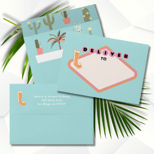 Palm Springs Retro Sign return address Envelope