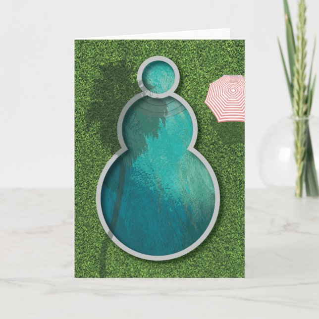 Palm Springs Snowman Pool Holiday Card (Front)